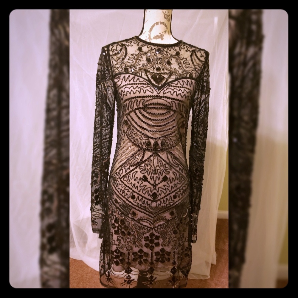 Sheer sequince cocktail dress
